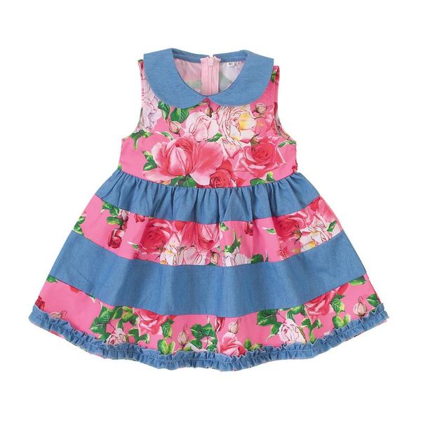 

toddler baby girls dresses summer peter pan collar princess dress kids sleeveless party dress clothes for girls outfits zm, Red;yellow