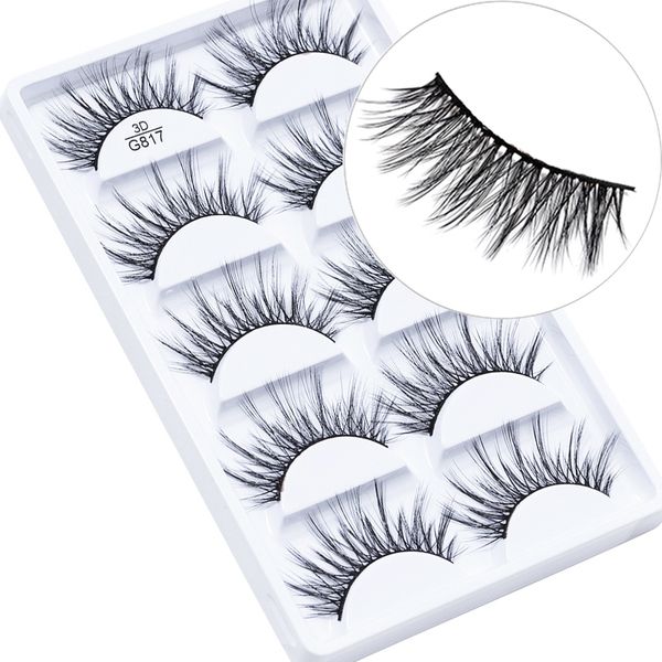 

new 5pairs/set natural black long sparse cross false eyelashes thick fake eye lashes extensions eyes makeup cosmetic tools