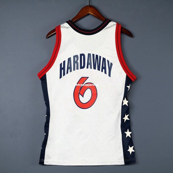 

100% stitched penny hardaway #6 champion olympics jersey mens white vest size xs-6xl stitched basketball jerseys ncaa, Black;blue