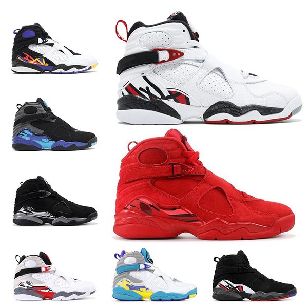 

new air retro jordan 8 alternaet mens basketball shoes 8s 8 chrome aqua release playoff sports sneakers trainers size 8-13, White;red