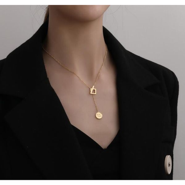 

good luck woman jewelry titanium steel 18 k rose gold necklace good quality, Silver