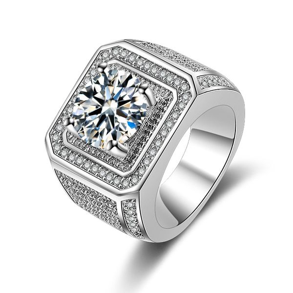 

Мужские полный бриллиантовое кольцо посеребренные Crytal Gems кольца для мужчин Hiphip х