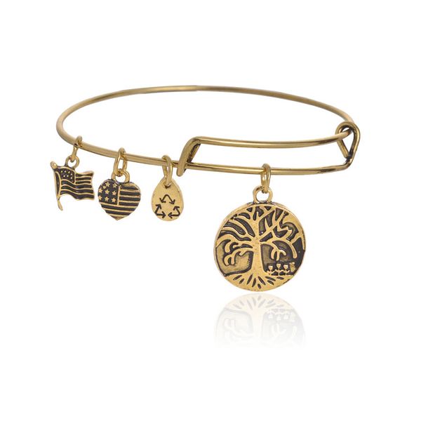 

luxury designer fashion popular vintage lovely lifetree adjustable charm bangle bracelet for woman girls, Black