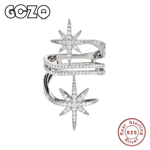 

gczq 925 sterling silver multi-layer opening double meteor ring female personality star decoration index finger ring silver, Golden;silver