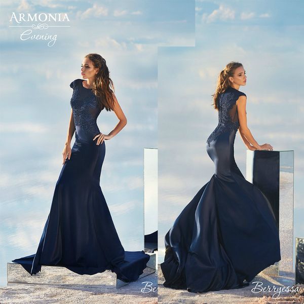 

navy blue tmarmonia customized mermaid evening dress jewel short sleeve formal dress lace sequins party bridesmaid gown, Black;red