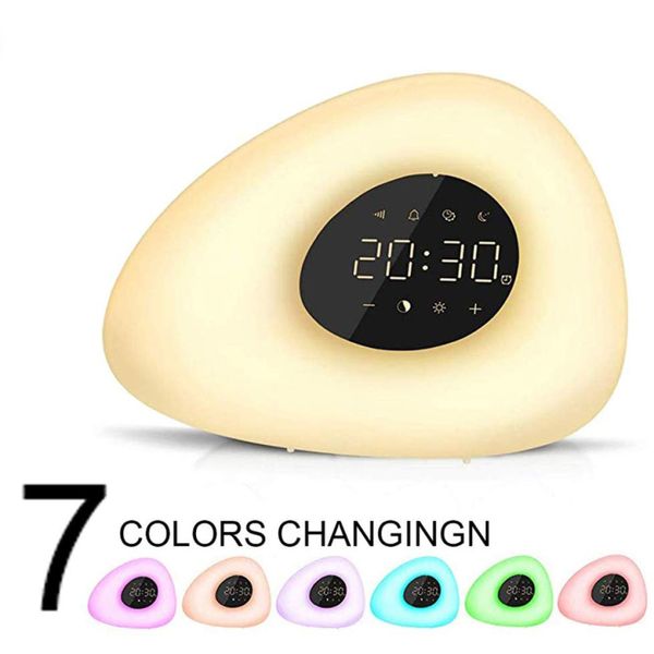 

wake up light alarm clock led bedside lamp touch control night light sunrise sunset simulation 10 nature sounds for bedroom gift