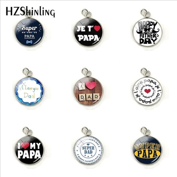 

je t'aime papa stainless steel charms fathers gifts super papa i love dad pendant for dad men jewelry glass cabochon, Bronze;silver