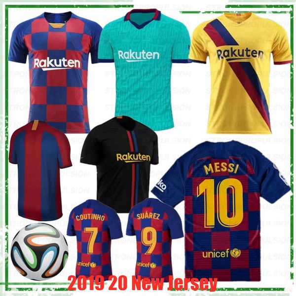 

19 20 custom barcelona jerseys 10 messi 17 griezmann home away 9 suarez pique soccer jerseys men and kids football shirt, Black;yellow