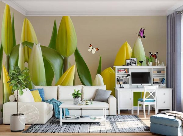 

3d room wallpaper custom p mural hd tulip butterfly background wall painting home decor wall art pictures wallpaper for walls 3 d