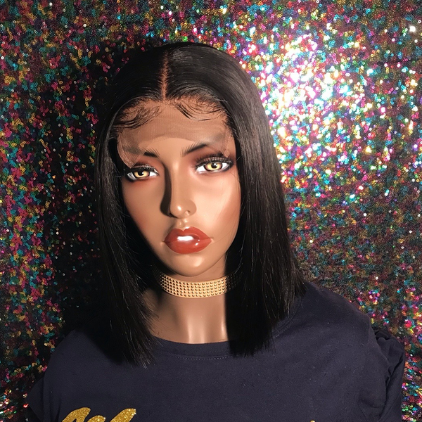 

type brazilian straight short bob wig lace front human hair wigs 13x4 bob lace front wigs 150% closure wig pre-plucked hair, Black