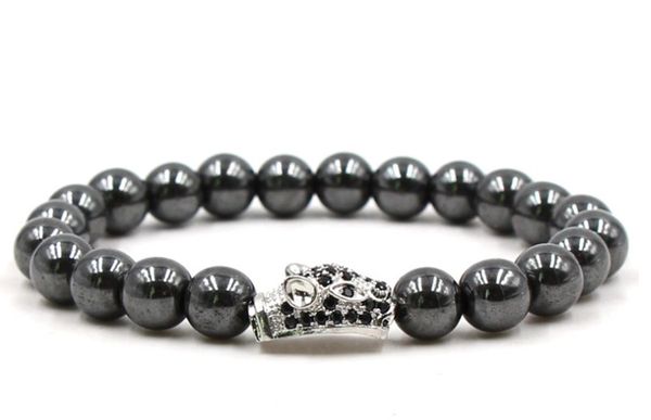 

8mm xhg543 silver gold copper leopard head micro pave cz zircon cubic zirconia bracelet hematite bead buddha yoga bangles, Golden;silver