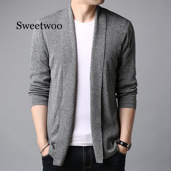 

new sweater men streetwear fashion sweater coat men autumn winter warm cashmere wool cardigan gray black, White;black