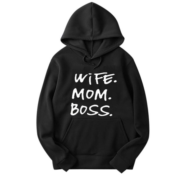 

women sweatshirt hoodies harajuku letter print streetwear autumn spring long sleeve hooded pullover blouse sudadera mujer, Black