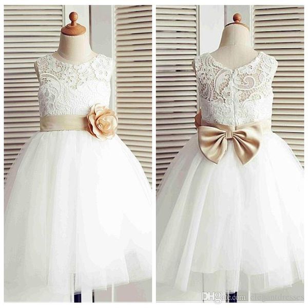

jewel lace a-line flower girls dresses for weddings tulle knee length kids birthday princess party gowns little girls dresses, White;blue