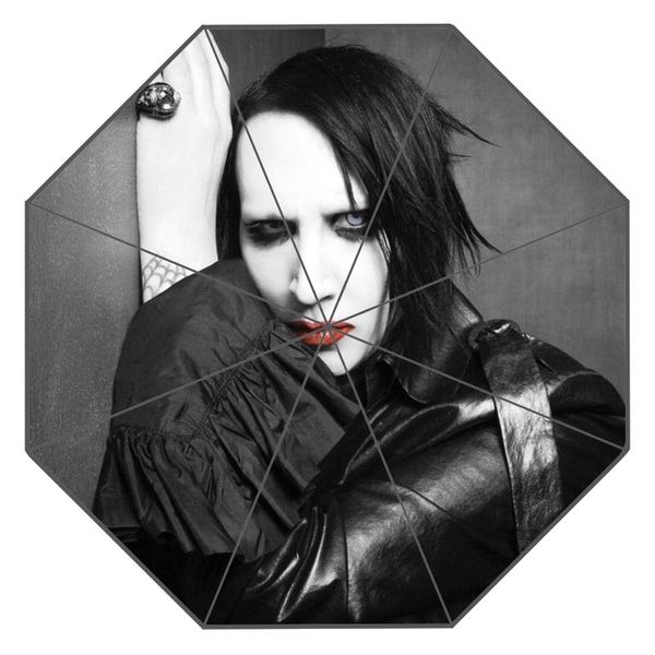 

custom marilyn manson umbrella rain women three folding customized umbrella female rain tools unique parasol