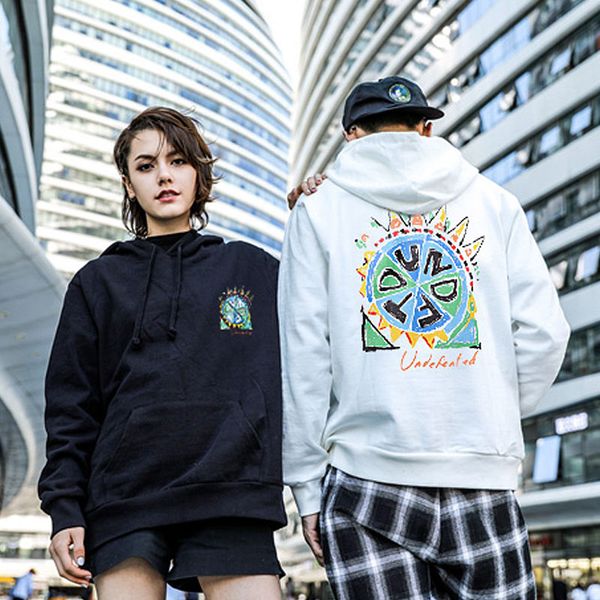 

undefeated mens designer hoodie american trend brand skateboard sweatshirt cotton color sweatshirt fashion casual sweatshirt, Black