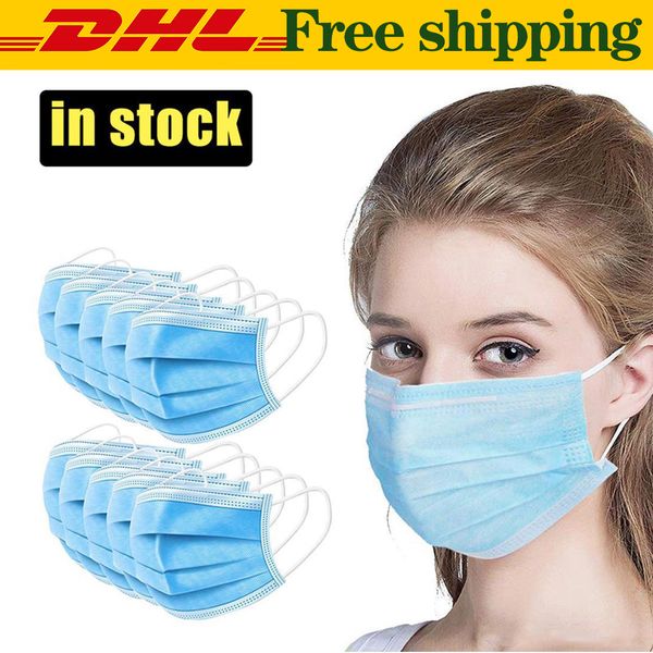 

disposable face mask 3 layer ear-loop dust mouth masks cover 3-ply non-woven disposable dust mask soft breathable outdoor part in stock dhl