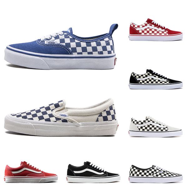 

van original old skool mix checker otw repeat fear of god checkerboard canvas mens sport sneakers fashion casual shoes size 36-44, White;red