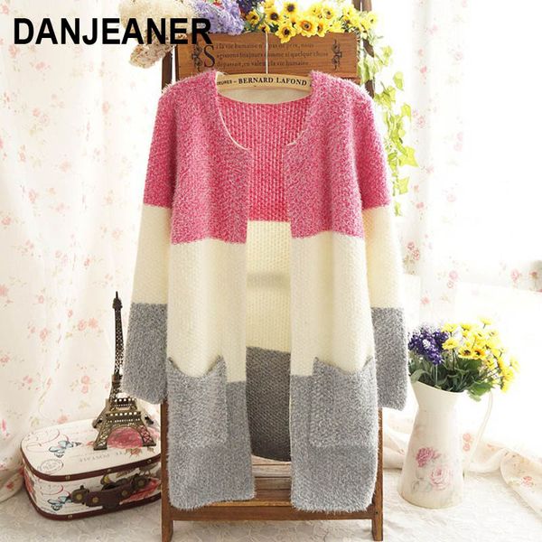 

danjeaner autumn winter long sweaters women casual slim kintted cardigan ladies long sleeve pocket design sweater jackets, White