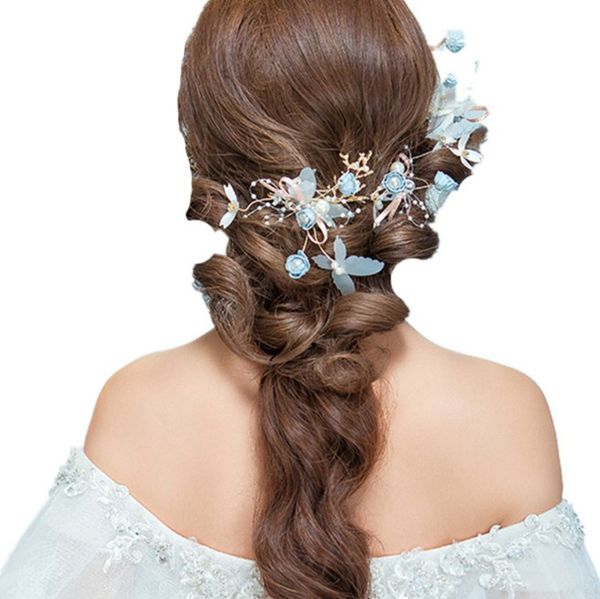 

pink wedding party hair accessories girl flower wreath crown bride bridesmaid hairband headdress adjustable floral garland, Golden;white