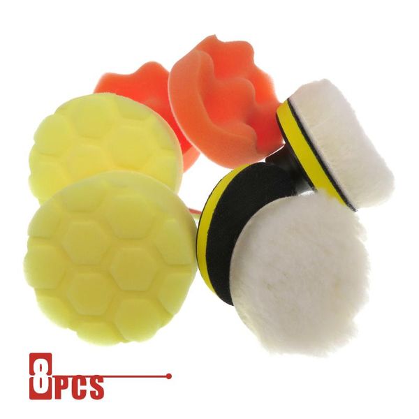 

3 inch 8pcs/set car polishing pads kit clean sponge waxing buffing pad wheel wool ball accessory auto backer pad washing set