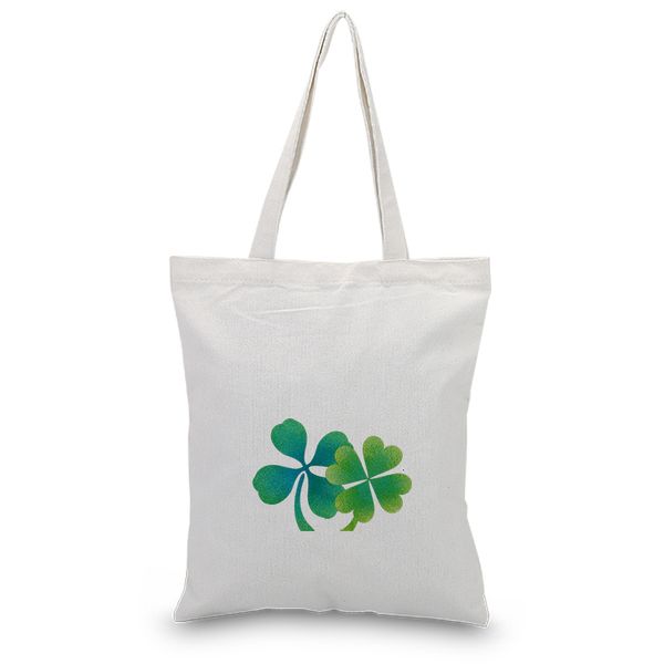 

hand canvas handbag lucky clover text diy handbagbag print customized printing logo daily use foldable shopping reusable