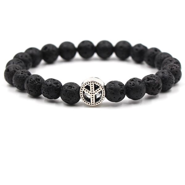 

silver beaded bracelet blue natural stone beads bracelet braceletfor men women friend gift charm strand jewelry 2019 new, Black