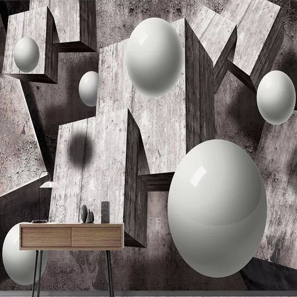 

custom large mural 3d wallpaper modern creative 3d expansion space wood sphere bedroom tv back wall decor deep 5d embossed