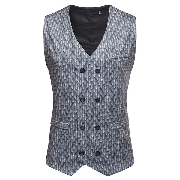 

spring summer men vest sleeveless business casual vest men sleeveless printed clothes 2019, Black;white