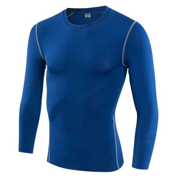 

men pro quick dry workout gymming long tee sporting runs yogaing compress fitness exercise t-shirts clothing t shirt v1019, Black;blue