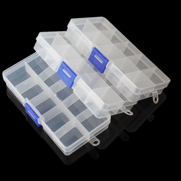 

10 grid plastic storage box practical adjustable case for rings earrings jewelry box make up organizer case