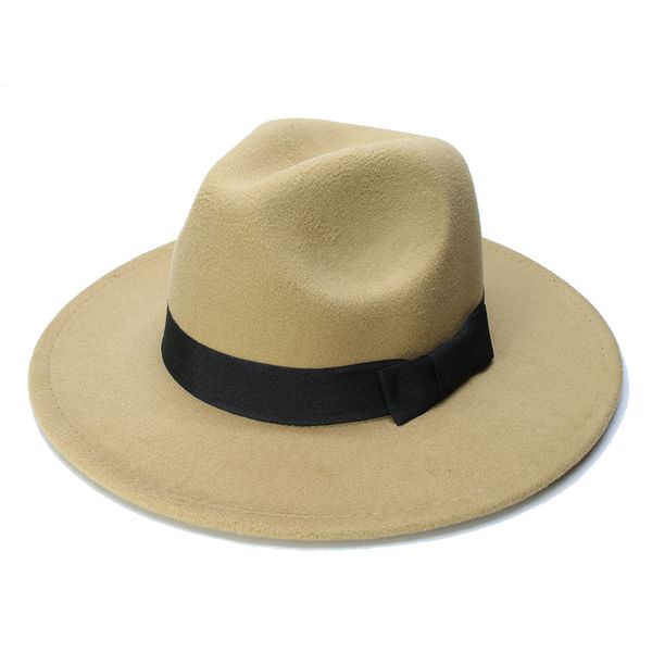 

luckylianji retro kid child vintage 100% wool wide brim cap fedora panama jazz bowler hat black ribbon band (54cm/adjust, Blue;gray