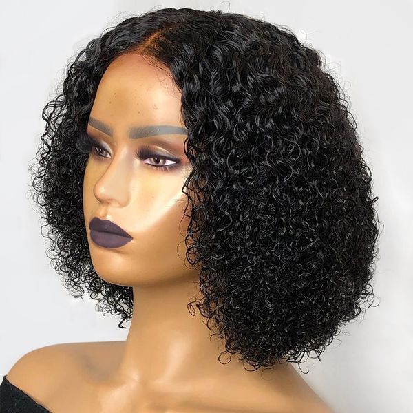 13 4 Short Bob Wigs 150 Sassy Curly Lace Front Human Hair Wigs