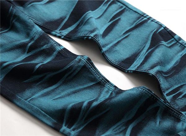 

сплошной цвет потрошитель молния дизайнер карандаш брюки модный стиль джинсы мужские плюс размер джинсы slim fit, Blue