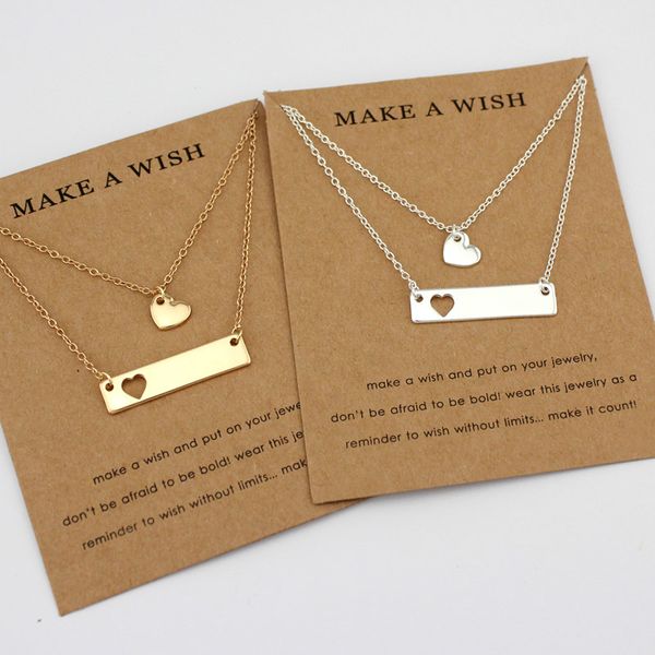 

mother and daughter necklaces set heart chain necklace gift for daughters couple mom birthday sisters gift friendship jewelry, Silver