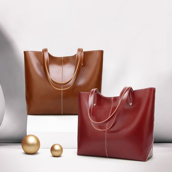 

классическая женская сумка масло воск кожаные сумки высокое качество большой емкости сумки на ремне дамы большой торговый сумка