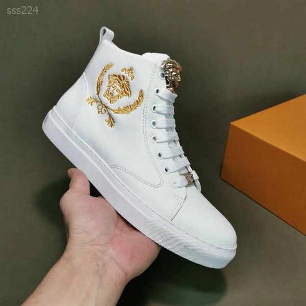 

2020 european leisure men's shoes in the high-casual sports running shoes leather business custom plate shoes tide, Black