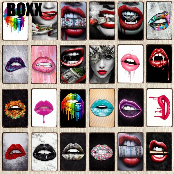 

lips signs plaque metal vintage wall bar home art retro restaurant decor 30x20cm