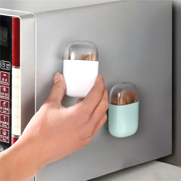 

1pc magnetic toothpick holders abs toothpick box creative toothpick storage box dispenser fridge magnet popular