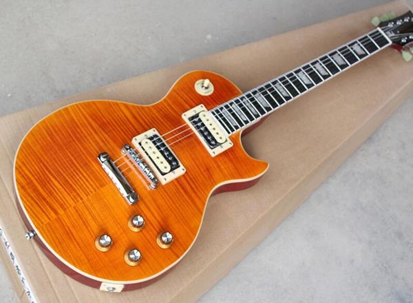 

бесплатная доставка оранжевый электрогитара с flame maple шпон, предложение индивидуальные