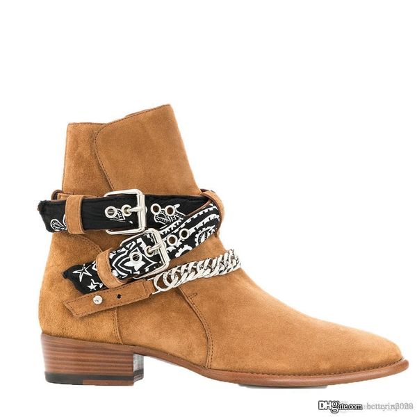 

new slip harness boots sheepskin buckle chains biker boots big size euro 38-46 with box, Black