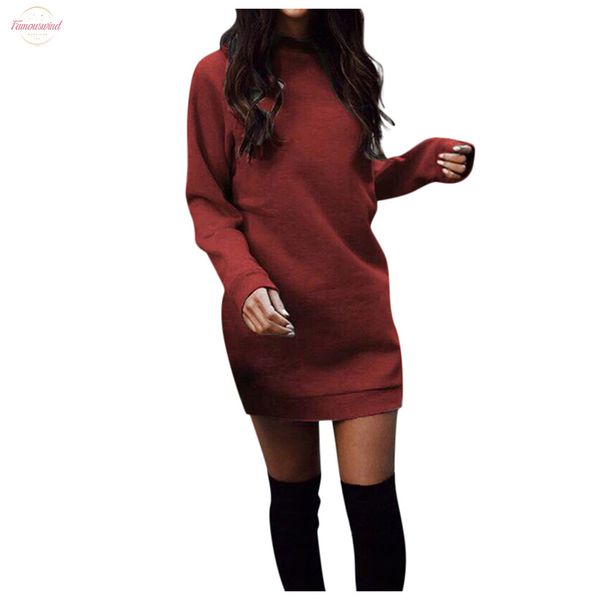 

women winter knitted baggy sweater jumper mini dress winter long pullover slim long sleeve dress solid 2020 40, Black;gray