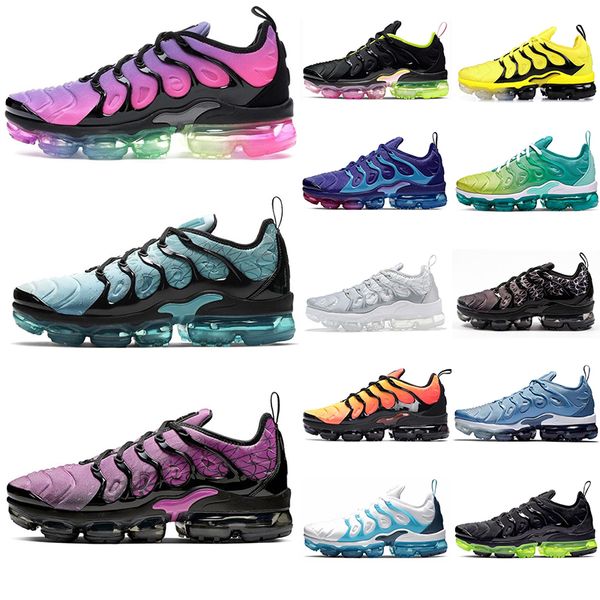 

tn plus geometric active fuchsia black mens women running shoes platinum tint blue void white cement sports sneakers men trainers, White;red