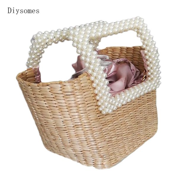 

diysomes new pearl fashion straw bag hand-woven shoulder bag seaside vacation designer handbag women bags 2020
