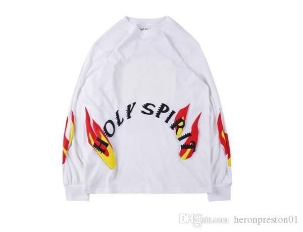 

kanye holy spirit printed mens tshirts rapper fashion round neck long sleeve mens mens causal tees, White;black