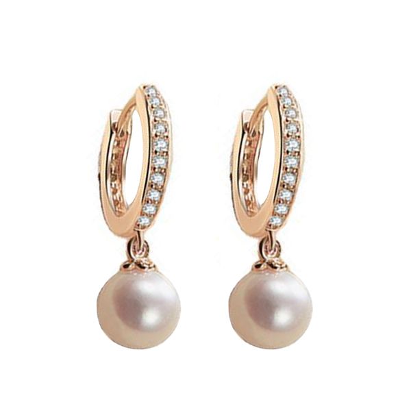 

simple champagne pearl stud earrings for women rose gold silver round earrings with pearls fashion jewelry gifts, Golden;silver