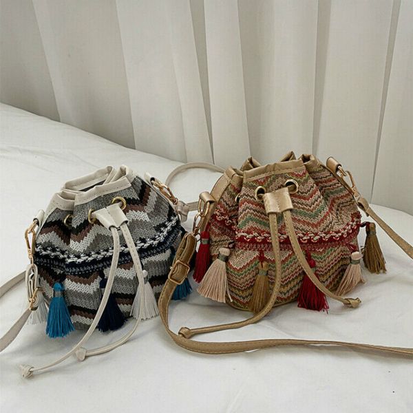 

bohemita women's messenger bag fashion tassel stripes print shoulder bag summer leisure beach