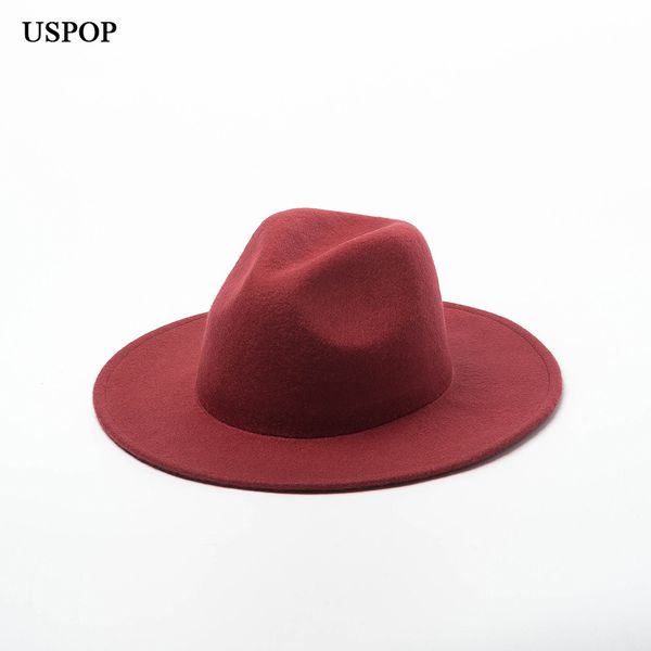 

uspop 2019 autumn new women hats wool jazz fedoras female casual solid color jazz hats winter thick wool, Blue;gray