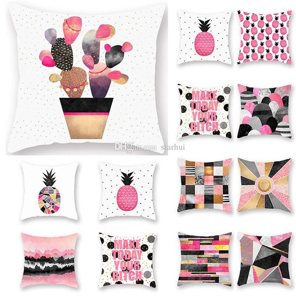 

pink geometric pillow covers cushion cover glamour square printing pillowcase cushion cover home sofa car decoration 45*45cm wx9-1253