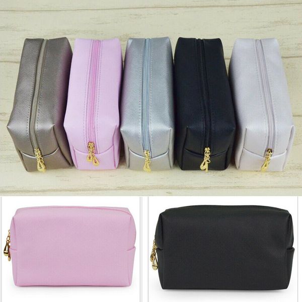

new 2020 portable cosmetic beauty makeup bag case organizer zipper holder travel toiletry black pink brown silver
